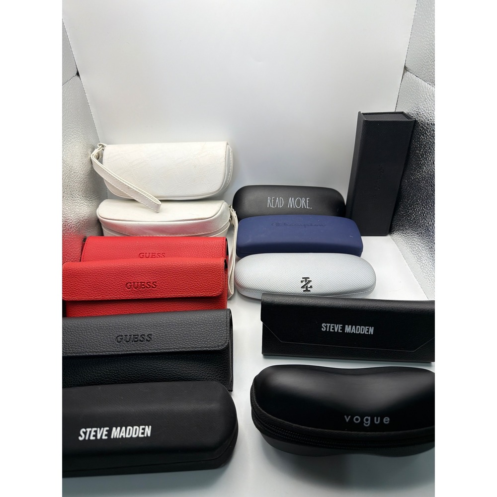 Mixed Lot of 11 Designer Eyeglass Cases Guess Steve Madden Vogue Rae Dunn Izod